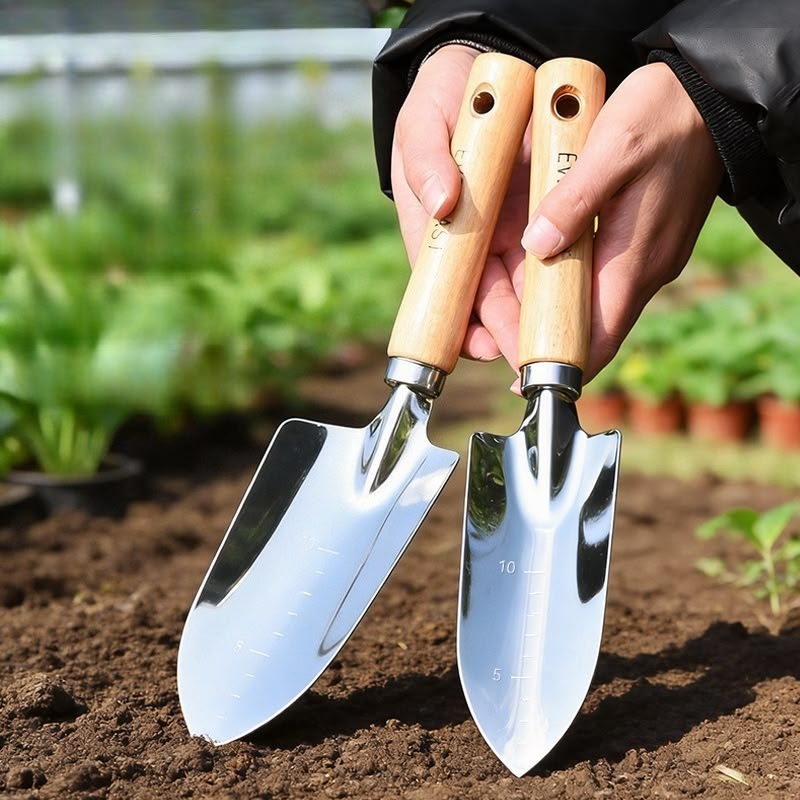 stainless steel gardening trowel
